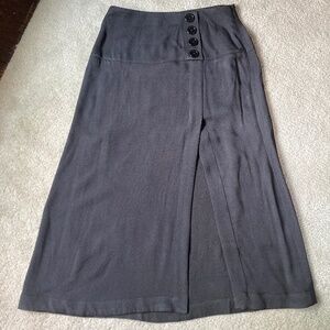 J. Crew Black Midi Slit Skirt With Buttons & Side Zip Size 4